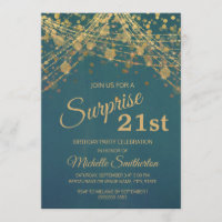 Teal Gold Glitter String Lights 21st Birthday