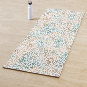 Teal Gold Leopard Print Yoga Mat