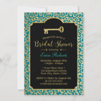 Teal & Gold Leopard Skeleton Key Bridal Shower