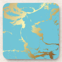 Teal & Gold Marble Acrylic Painting Abstract Backg