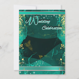 Teal & Gold Marble Flat Card
