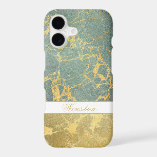 TEAL & GOLD MARBLE LOOK, EDITABLE TEXT
