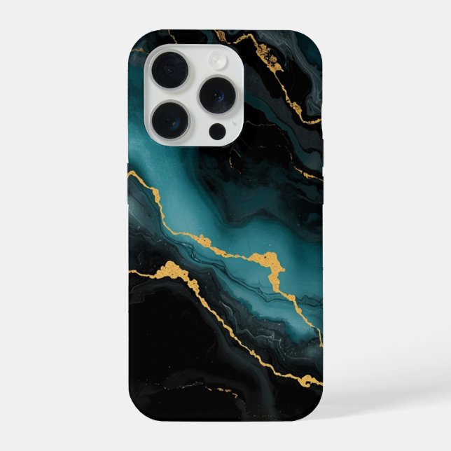 Teal & Gold Marble Luxe Phone Case (Back)