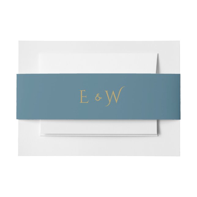 Teal Gold Monogram Initials Invitation Accessory Invitation Belly Band (Front Example)