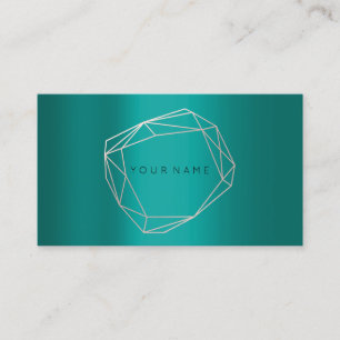 Teal Gold Poligonal Frame Geometric Business Card