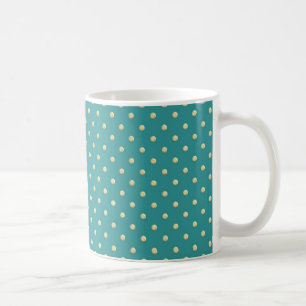Teal Gold Polka Dot Pattern Coffee Mug 