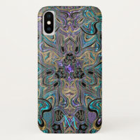 Teal Gold Purple Mandala Monogram iPhone X Case