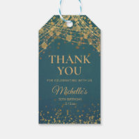 Teal Gold String Lights Adult Birthday Thank You