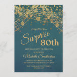 Teal Gold String Lights Surprise 80th Birthday Invitation<br><div class="desc">80th birthday party invitation for women with glittering gold string lights and sparkling bokeh on a bold teal background. This invitation is designed for a lady who is celebrating her 80th birthday. Text, fonts and wording are completely customisable. So design your invitations can be designed for any age. Contact us...</div>