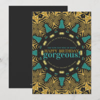 Teal Gold Tribal Happy Birthday Gorgeous v2
