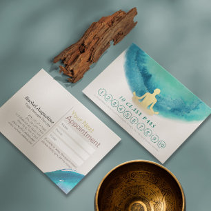 Teal & Gold Watercolor YOGA Class Pass Appointment Card