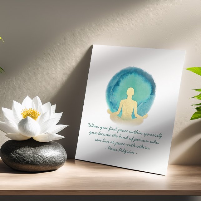 Teal Gold Watercolor YOGA Meditation Instructor Poster (Creator Uploaded)