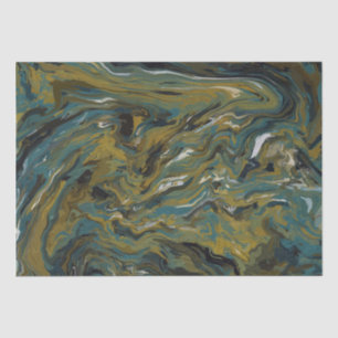 Teal, Gold, White and Black Oils Tissue Paper
