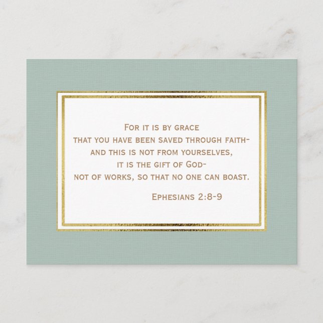 Teal Gold White Christian Bible Verse Postcard (Front)