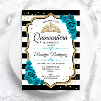 Teal Gold White Quinceanera