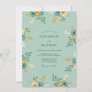 Teal Golden Meadow Wedding Invitation
