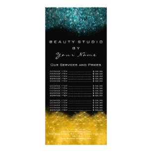 Teal GoldPrice List Lash Beauty Makeup Hairdress Rack Card