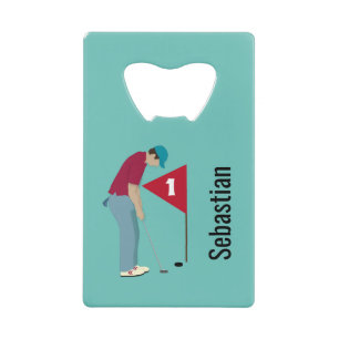 Teal Golfer Putting 
