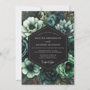 Teal Gothic Bloom Wedding Invitation