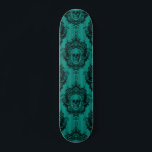 Teal Gothic Skull &Custom Monogram Initial Pattern Skateboard<br><div class="desc">This elegant skateboard featuring teal skull pattern & custom monogram would make a wonderful gift for someone,  who loves gothic stuff! Easily add the desired initial by clicking on the "personalise this template" option.</div>