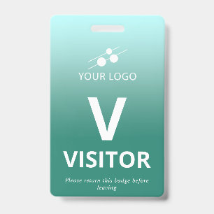 Teal Gradient Add Your Logo Visitor ID Badge