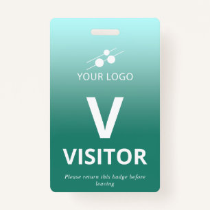 Teal Gradient Add Your Logo Visitor ID Badge