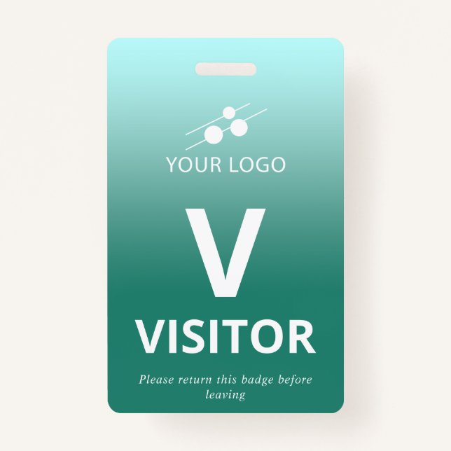 Teal Gradient Add Your Logo Visitor ID Badge (Front)