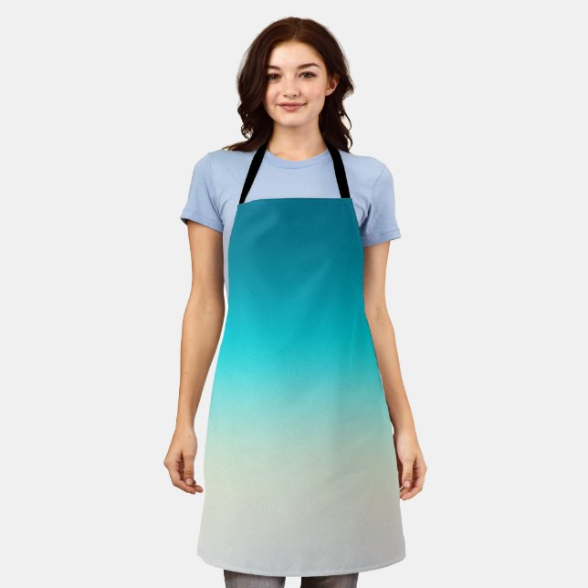Teal Gradient Modern Ombre Apron (Worn)