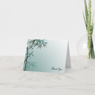 Teal Gradient Natural Bamboo Wedding Thank You Card