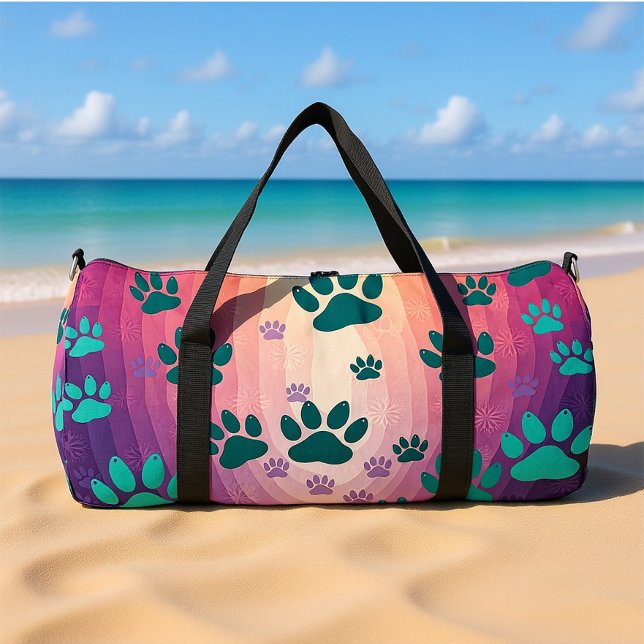 Teal Gradient Paw Print  Duffle Bag (Creator Uploaded)