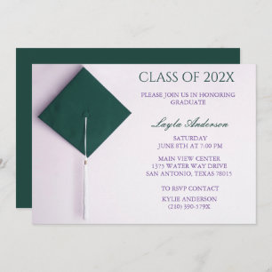 Teal Graduation Cap   Invitation