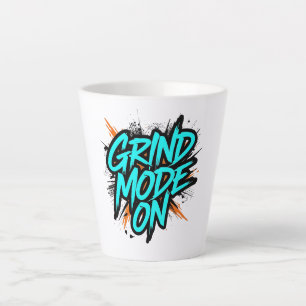 Teal Graffiti Style "Grind Mode On" Latte Mug