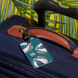 teal gray basketball team colors sports travel luggage tag