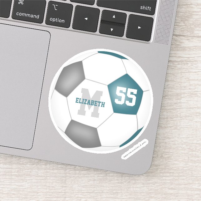 Teal gray team colors girls boys soccer (Detail)