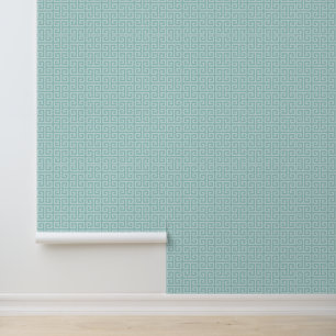 Teal Greek Key Wallpaper
