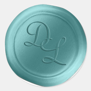 Teal Green 2 Letter Monogram Wax Seal Stickers