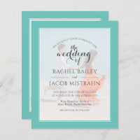 Teal Green 2-Photo Budget Wedding Invitation