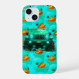 Teal green 4x4 duckie colourful case. iPhone 15 case
