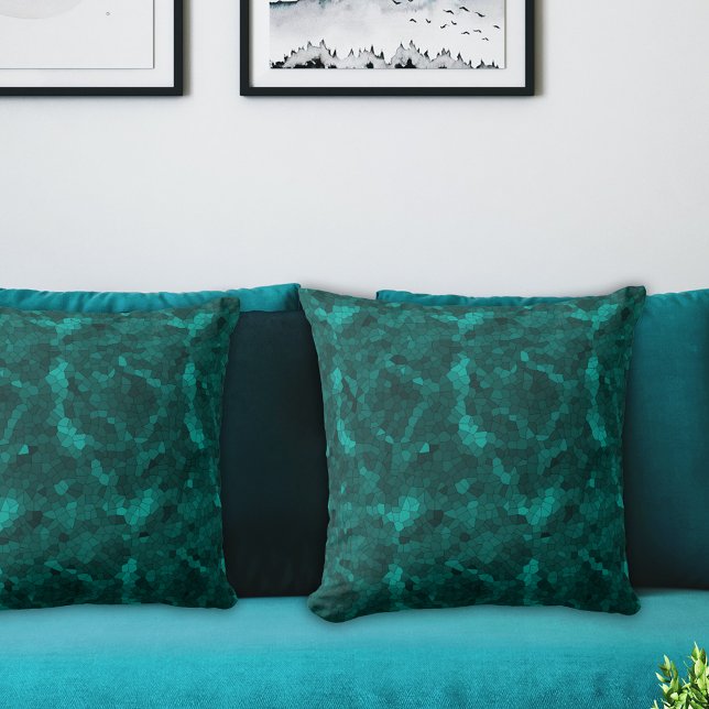 Teal Green Abstract Mosaic Cushion (Creator Uploaded)
