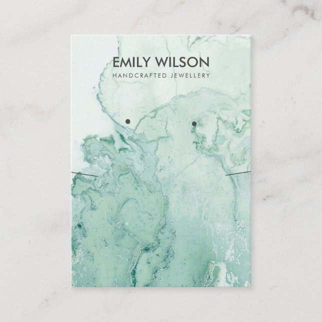 TEAL GREEN AGATE MARBLE STUD NECKLACE DISPLAY BUSINESS CARD (Front)