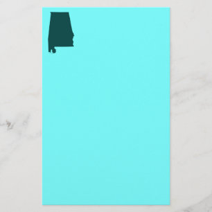 Teal Green Alabama Shape Stationery