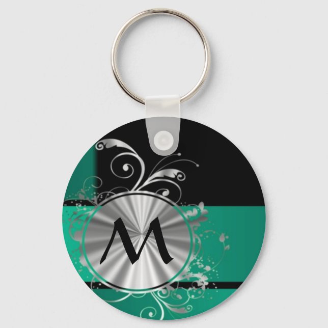 Teal green and black key ring (Front)