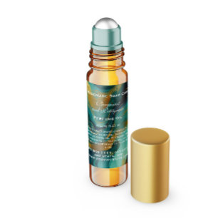 Teal Green and Faux Gold Perfume Roller Bottle Square Sticker