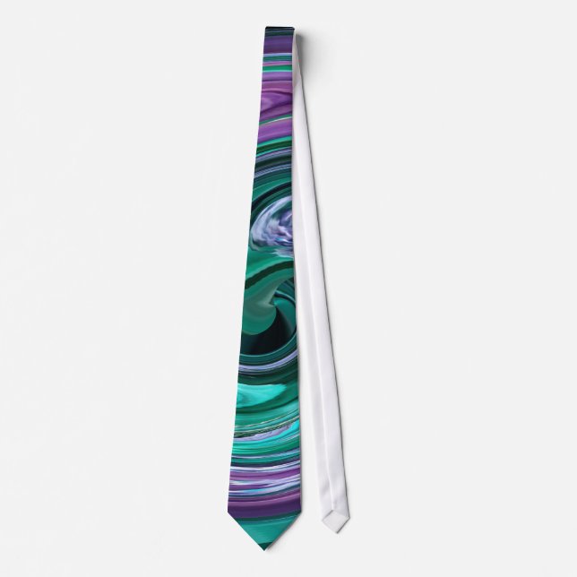 Teal Green and Violet Swirls Tie (Front)