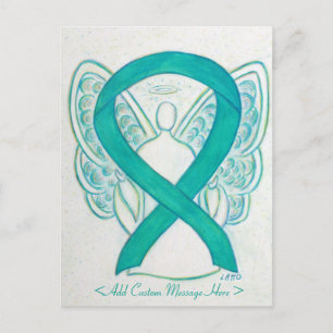 Teal Green Awareness Ribbon Angel Custom Postcard