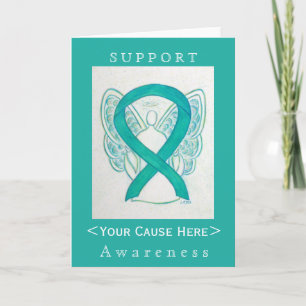Teal Green Awareness Ribbon Angel Customised Card