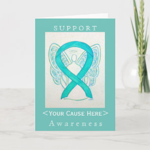 Teal Green Awareness Ribbon Angel Customised Card