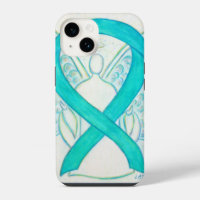 Teal Green Awareness Ribbon Angel iPhone Case