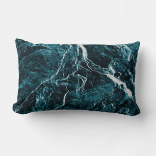 Teal Green Blue Black Abstract Pattern Lumbar Cushion