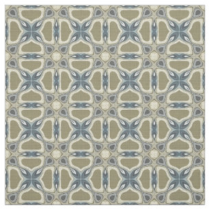 Teal Green Blue Grey Ochre Hip Orient Pattern Fabric